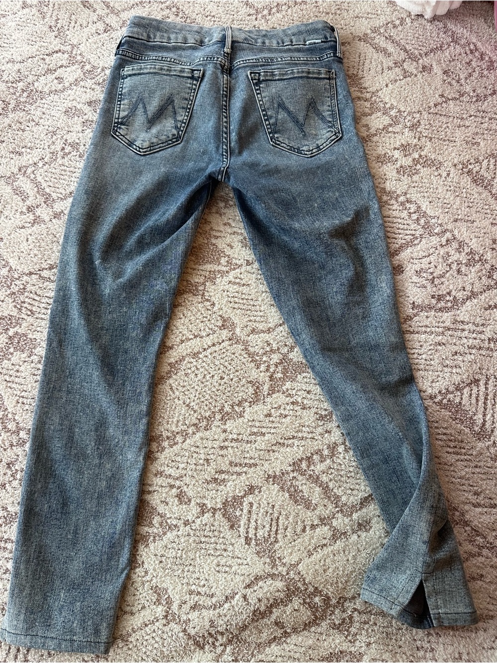 MOTHER The Looker Sacred Slit Jeans Size 26 High Rise Skinny Raw Hem Step Slit